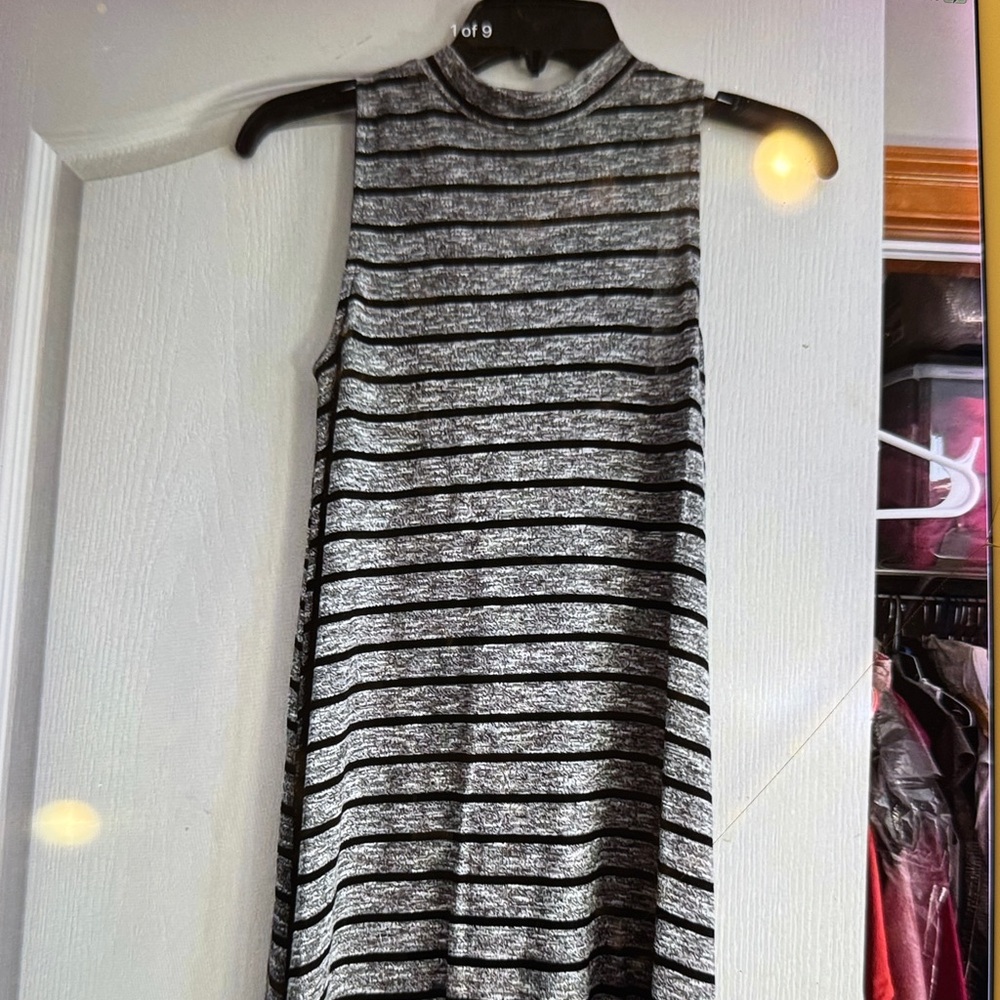 love, Fire Black and Gray Striped Dress